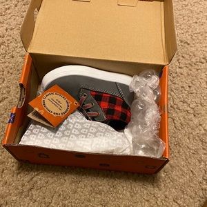 Charcoal plaid kid shoes